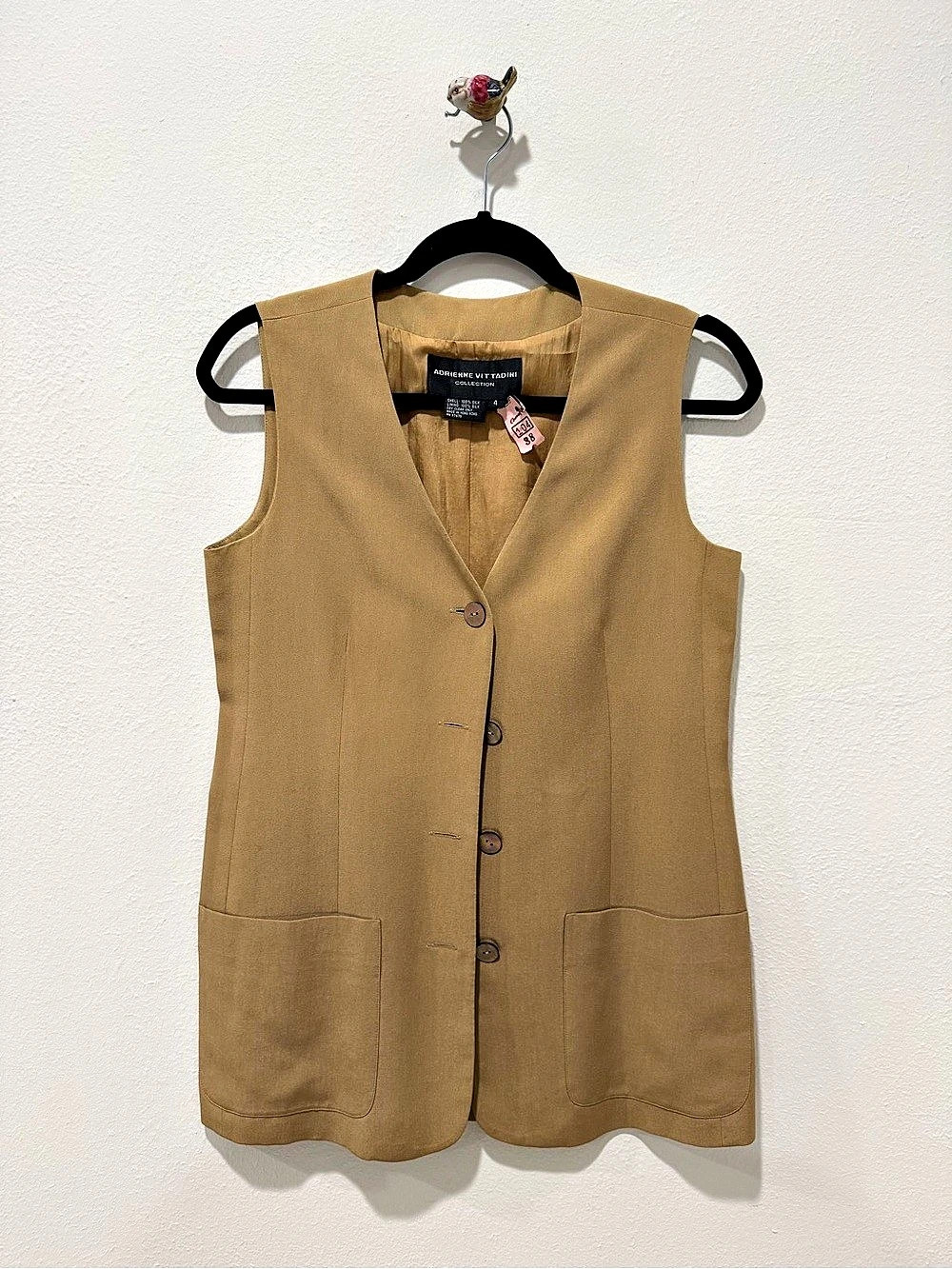 Adrienne Vittadini Linen Blend Button Front Vest Size 4
